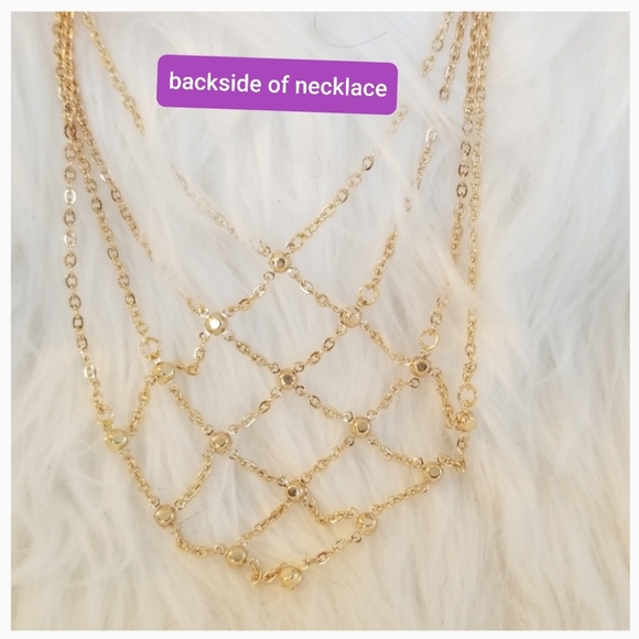 ๐คฃBeautiful Chain Bib Necklace Gold Plated - Picture 2 of 8